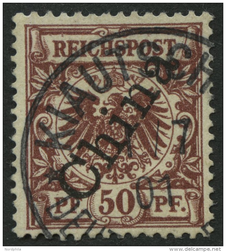 KIAUTSCHOU M 6II O, 1901, 50 Pf. Steiler Aufdruck, Stempel KIAUTSCHOU DP **, Normale Z&auml;hnung, Pracht - Kiautschou