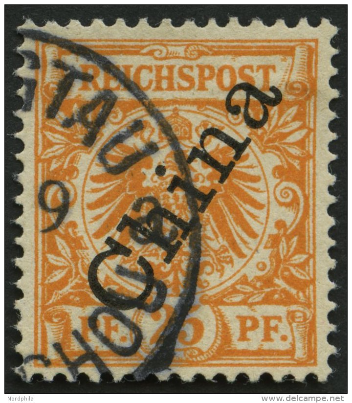 KIAUTSCHOU M 5IIa O, 1901, 25 Pf. Gelblichorange Steiler Aufdruck, Pracht, Mi. 100.- - Kiautchou