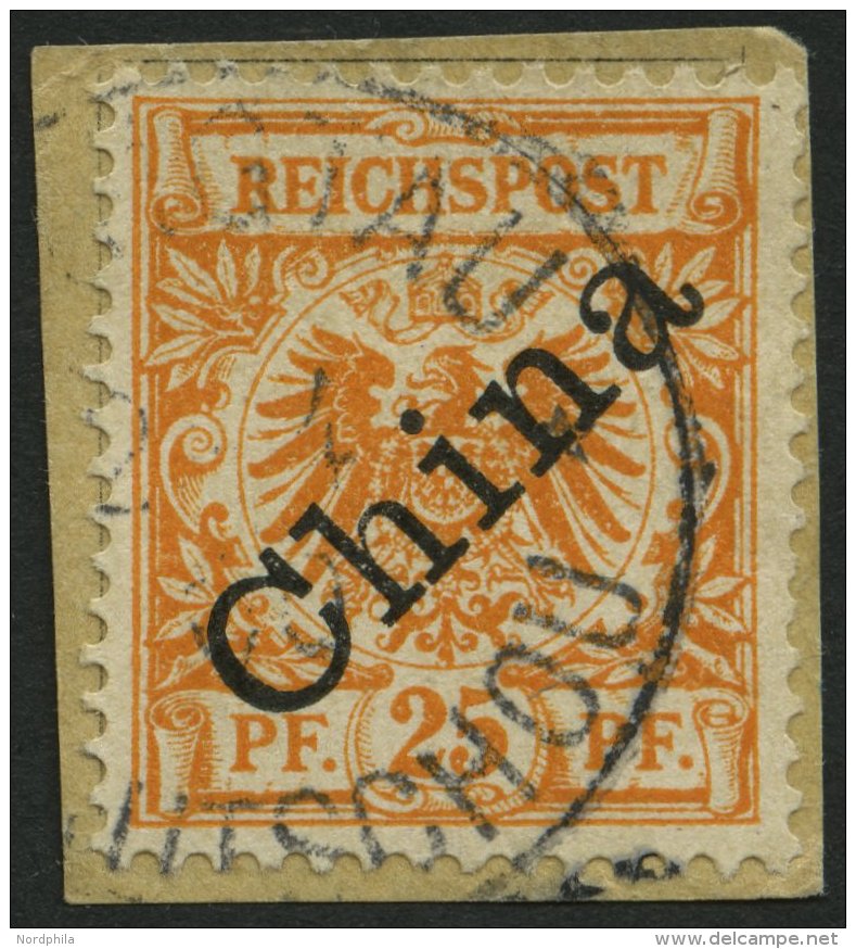 KIAUTSCHOU V 5Ia BrfStk, 1898, 25 Pf. Geblichorange, Diagonaler Aufdruck, Stempel TSINGTAU KIAUTSCHOU **, Prachtbriefst& - Kiautchou