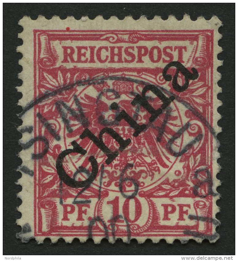 KIAUTSCHOU V 3Ia O, 1898, 10 Pf. Lebhaftlilarot Diagonaler Aufdruck, Stempel TSINGTAU KIAUTSCHOU *a, Pracht, Gepr. J&aum - Kiautschou