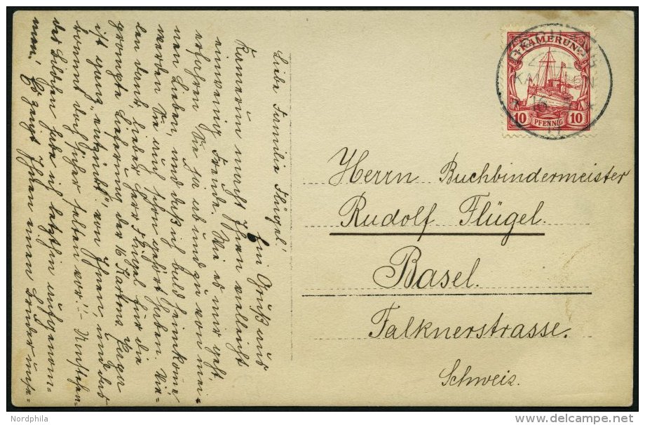 KAMERUN 22a BRIEF, DSCHANG, 16.5.11, Ansichtskarte Mit 10 Pf. Lebhaftkarminrot, Mit Wz., Nach Basel, Pracht - Otros & Sin Clasificación