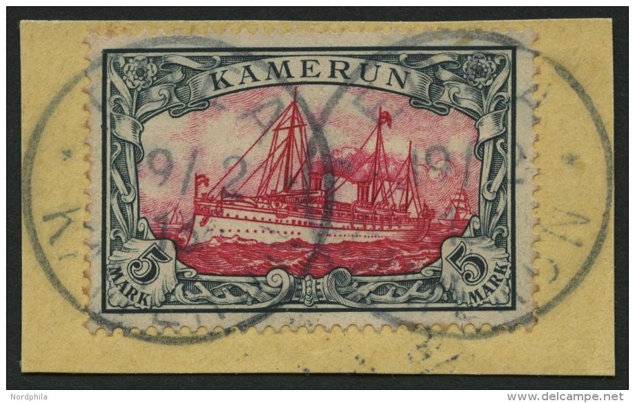 KAMERUN 19 BrfStk, 1900, 5 M. Gr&uuml;nschwarz/rot, Ohne Wz., Stempel EDEA, Prachtbriefst&uuml;ck, Fotoattest Steuer - Kamerun