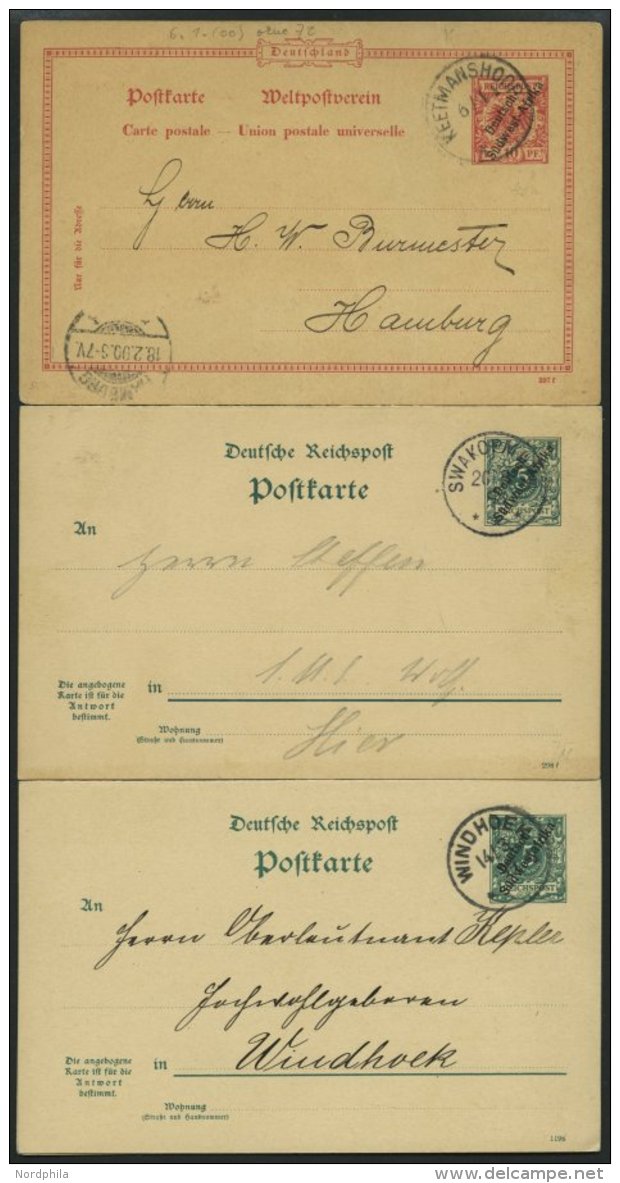 DSWA P2,3,11 BRIEF, 1897-99, 10 Und 5/5 Pf., 3 Gestempelte Karten, Ohne R&uuml;ckseitigen Text, Pracht - África Del Sudoeste Alemana