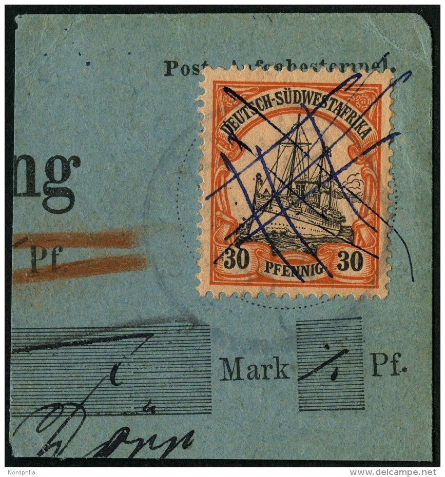 DSWA 16I BrfStk, 1901, 30 Pf. R&ouml;tlichorange/rotschwarz Auf Mattgelblichorange Mit Abart Striche Vor 3 In Der Linken - German South West Africa