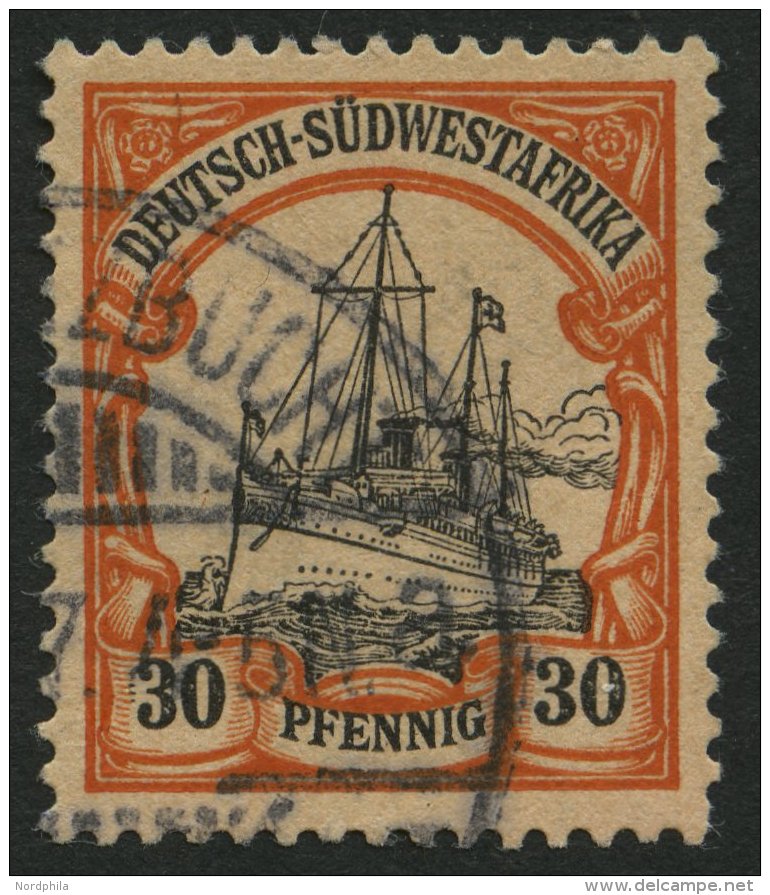 DSWA 16I O, 1901, 30 Pf., Ohne Wz., Mit Abart Striche Vor 3 In Der Linken 30, Feinst, Gepr. J&auml;schke-L., Mi. 180.- - Deutsch-Südwestafrika