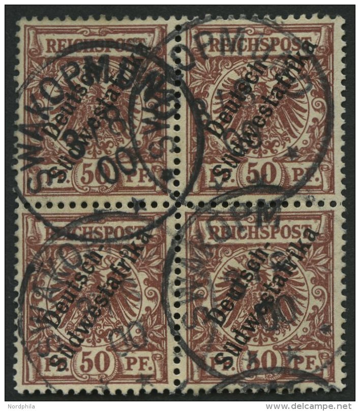 DSWA 10 VB O, 1898, 50 Pf. Lebhaftr&ouml;tlichbraun Im Viererblock, Pracht - Deutsch-Südwestafrika