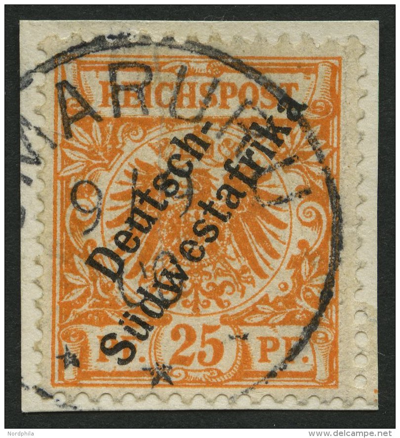 DSWA 9a BrfStk, 1899, 25 Pf. Gelblichorange, Stempel OMARURU, Senkrechte Bugspur Sonst Prachtbriefst&uuml;ck, Mi. 500.- - Deutsch-Südwestafrika