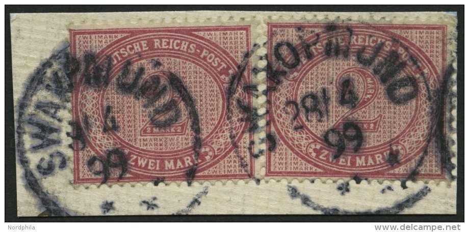 DSWA VS 37e BrfStk, 1899, 2 M. Dunkelrotkarmin, 2x Auf Briefst&uuml;ck, Stempel SWAKOPMUND, Pracht, Gepr. Zenker - Deutsch-Südwestafrika