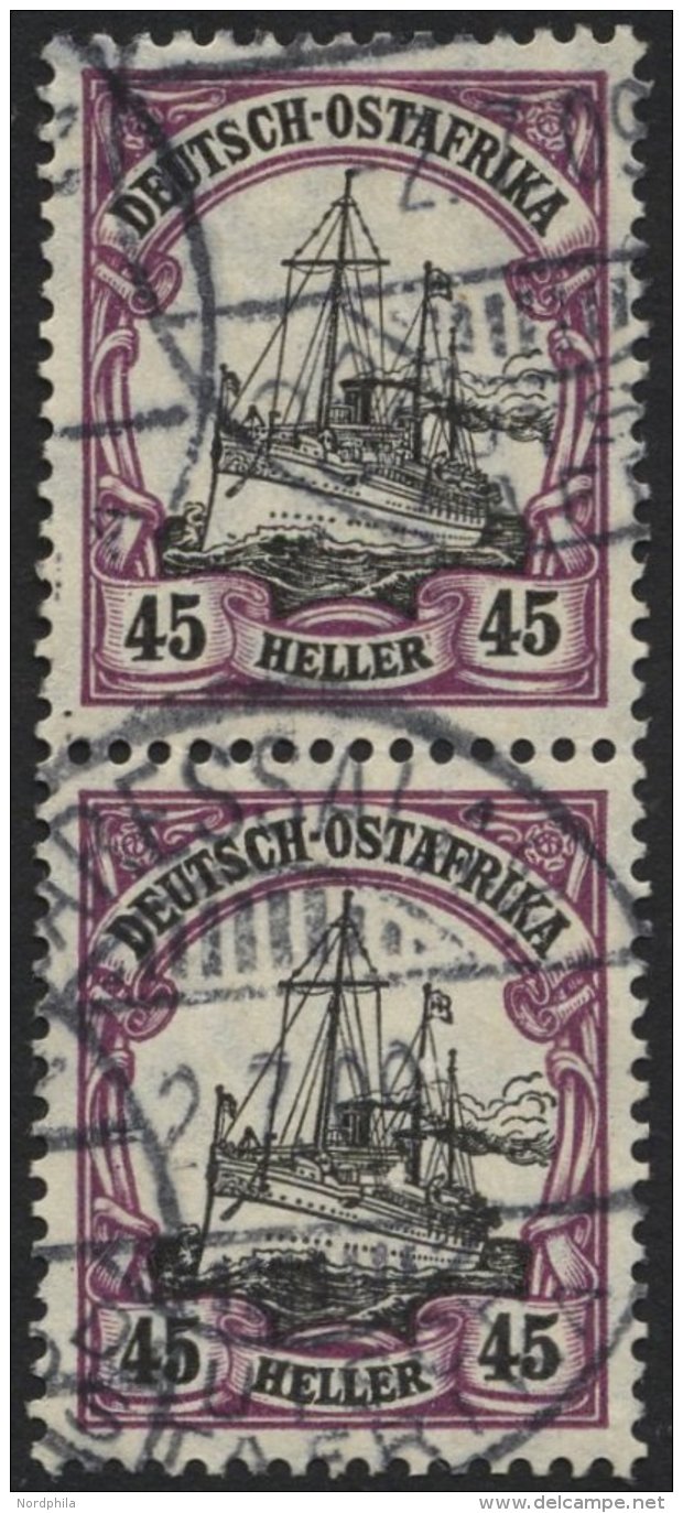 DEUTSCH-OSTAFRIKA 36 Paar O, 1906, 45 H. Mittelbraunviolett/schwarz, Mit Wz., Im Senkrechten Paar, Pracht, Mi. (140.-) - Deutsch-Ostafrika