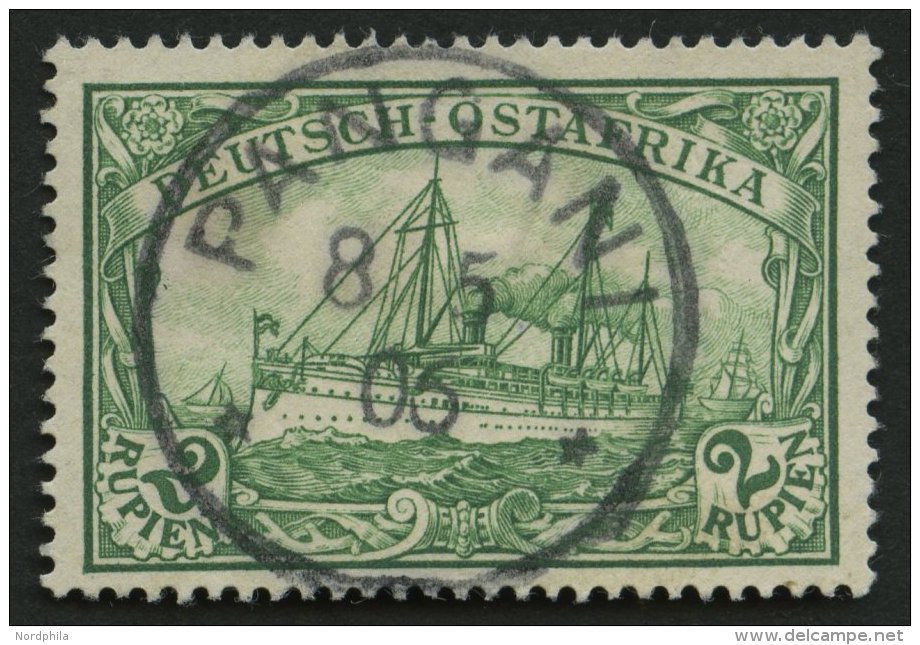 DEUTSCH-OSTAFRIKA 20 O, 1901, 2 R. Dunkelsmaragdgr&uuml;n, Ohne Wz., Stempel PANGANI, Pracht, Signiert, Mi. 100.- - África Oriental Alemana