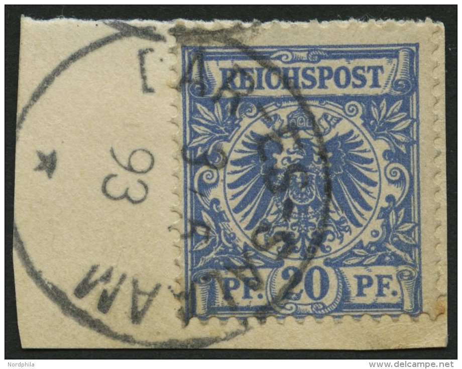 DEUTSCH-OSTAFRIKA VO 48b BrfStk, 1893, 20 Pf. Blau, Stempel DAR-ES-SALAAM Auf Briefst&uuml;ck, Feinst, Gepr. Bothe - África Oriental Alemana