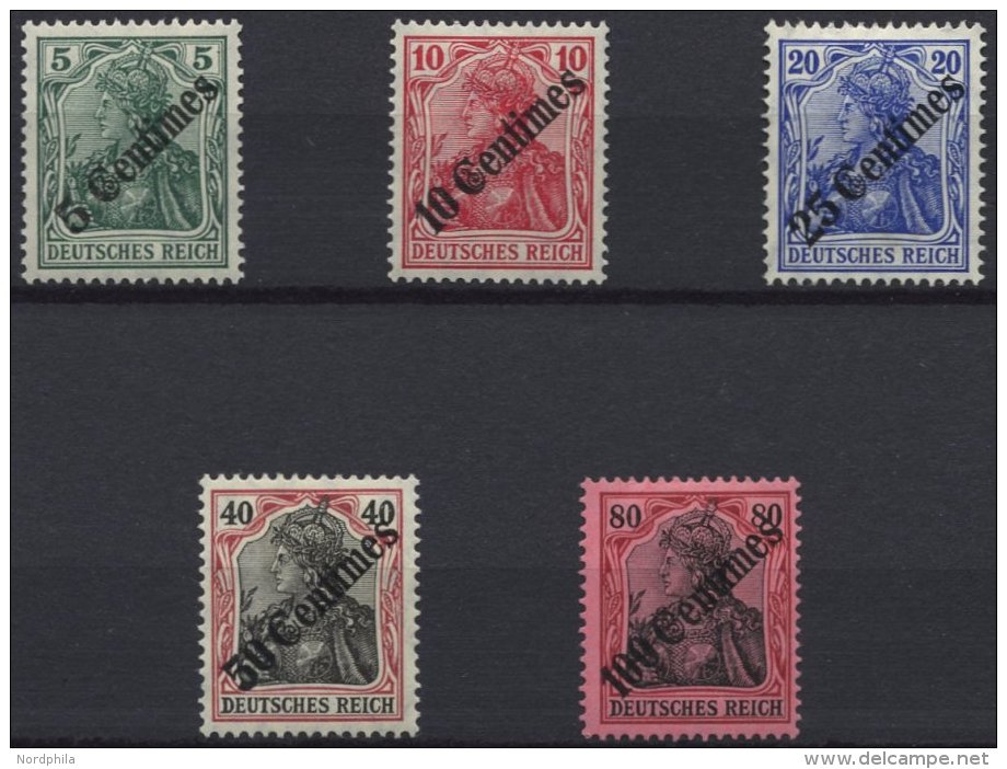 DP T&Uuml;RKEI 48-52 *, 1908, Diagonaler Aufdruck, Falzreste, Prachtsatz, Mi. 120.- - Deutsche Post In Der Türkei