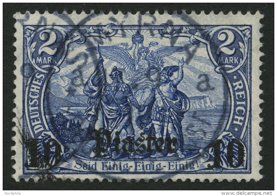 DP T&Uuml;RKEI 45 O, 1906, 10 Pia. Auf 2 M., Mit Wz., Pracht, Gepr. Bothe, Mi. 60.- - Deutsche Post In Der Türkei