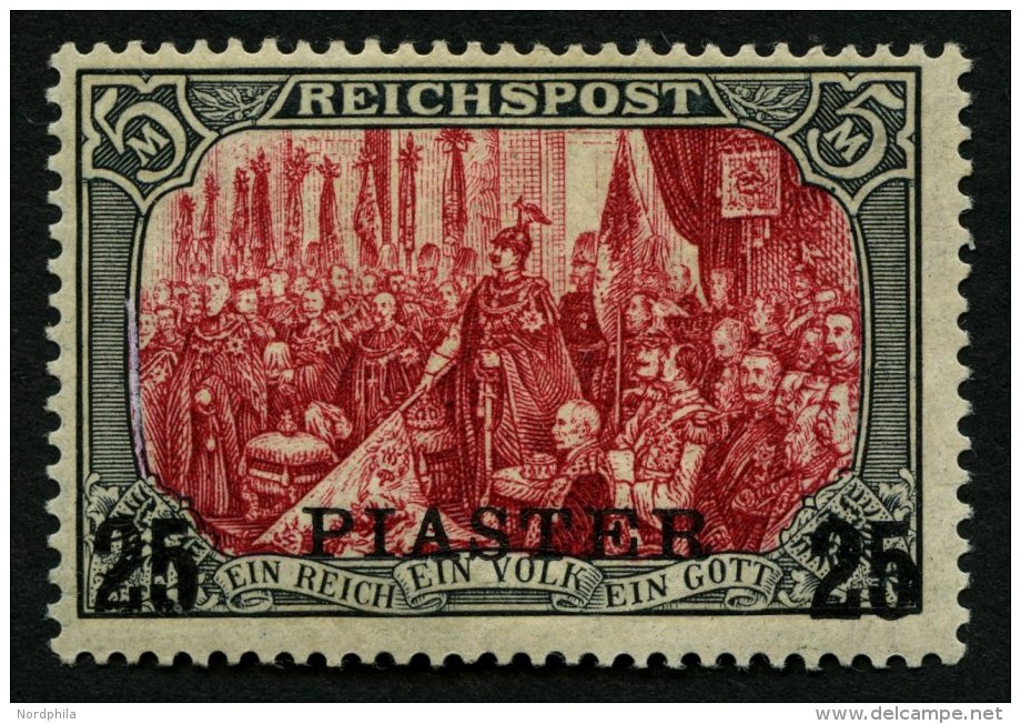 DP T&Uuml;RKEI 23I/IV *, 1900, 25 PIA. Auf 5 M., Type I, Nachmalung Nur Mit Deckwei&szlig;, Falzrest, Pracht, Mi. 380.- - Deutsche Post In Der Türkei