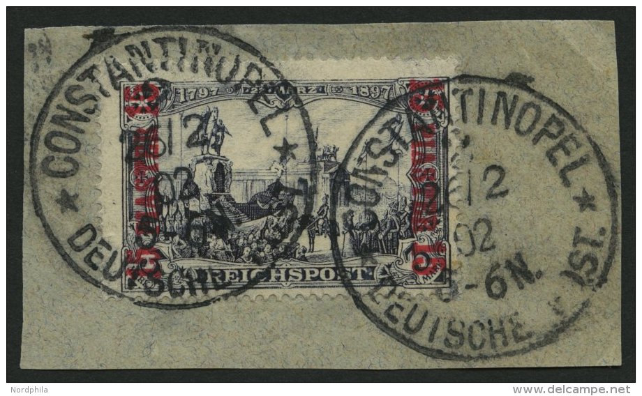 DP T&Uuml;RKEI 22I/II BrfStk, 1900, 15 PIA. Auf 2 M., Type II, Prachtbriefst&uuml;ck, Gepr. Bothe, Mi. (200.-) - Deutsche Post In Der Türkei