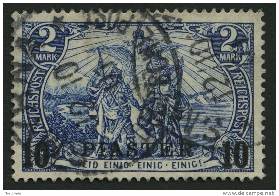 DP T&Uuml;RKEI 21I/II O, 1900, 10 PIA. Auf 2 M., Type II, Stempel SMYRNA, Feinst, Mi. 140.- - Deutsche Post In Der Türkei