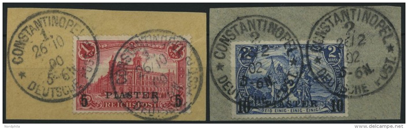 DP T&Uuml;RKEI 20/1I BrfStk, 1900, 5 PIA. Auf 1 M. Und 10 PIA. Auf 2 M., Type I, 2 Prachtbriefst&uuml;cke, Gepr. Bothe, - Deutsche Post In Der Türkei