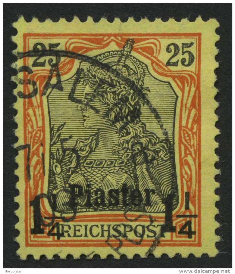 DP T&Uuml;RKEI 15PFII O, 1900, 1/4 Pia. Auf 25 Pf. R&ouml;tlichorange/gelbschwarz Auf Hellgelb Mit Abart R Von Reichspos - Deutsche Post In Der Türkei