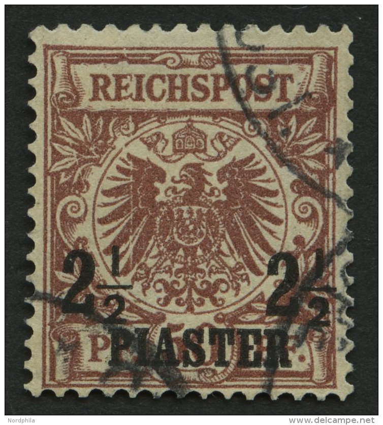 DP T&Uuml;RKEI 10dVI O, 1889, 21/2 PIA. Auf 50 Pf. Lebhaftr&ouml;tlichbraun Mit Seltenem Plattenfehler Gebrochene Platte - Deutsche Post In Der Türkei