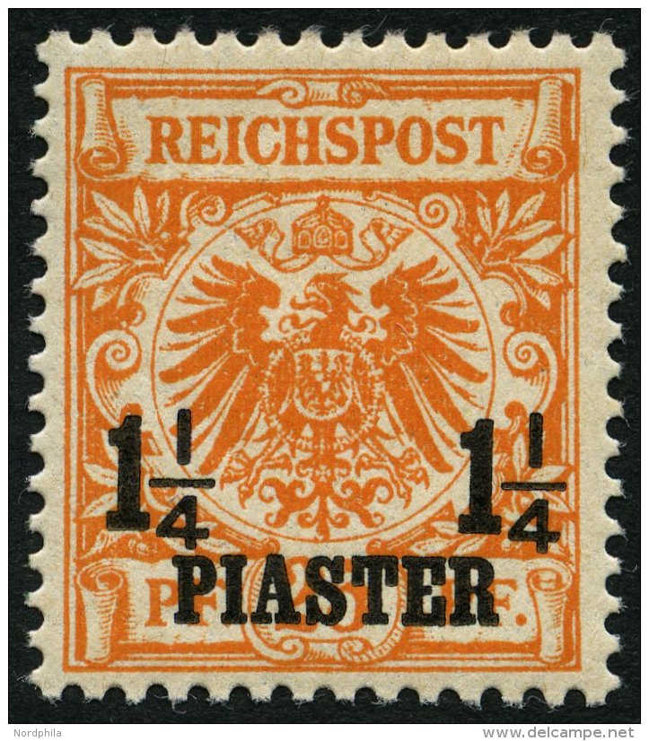 DP T&Uuml;RKEI 9ba *, 1899, 11/4 PIA. Auf 25 Pf. Dunkelorange, Falzrest, Pracht, RR!, Fotoattest J&auml;schke-L., Mi. 12 - Turquie (bureaux)