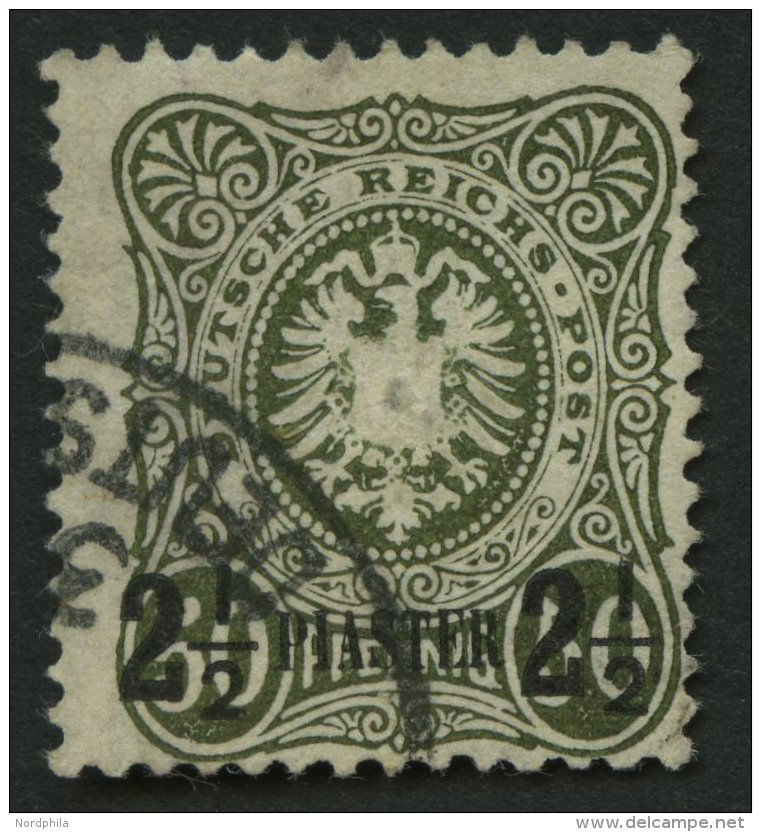 DP T&Uuml;RKEI 5b O, 1887, 21/2 PIA. Auf 50 Pf. Oliv, Feinst, Gepr. Hollmann, Mi. 100.- - Deutsche Post In Der Türkei