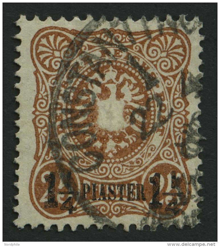 DP T&Uuml;RKEI 4b O, 1887, 11/4 PIA. Auf 25 Pf. Orangebraun, Pracht, Fotobefund J&auml;schke-L., Mi. (340.-) - Deutsche Post In Der Türkei