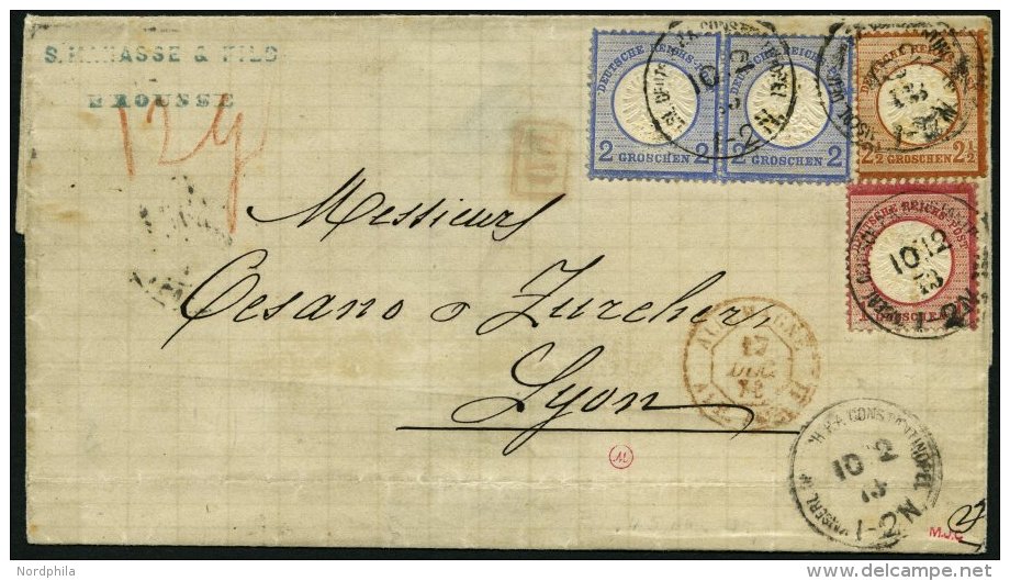 DP T&Uuml;RKEI V 19,20 Paar,21a BRIEF, 10.2.1873, 1 Gr., 2 Gr. Im Waagerechten Paar Und 21/2 Gr. Gro&szlig;er Brustschil - Deutsche Post In Der Türkei