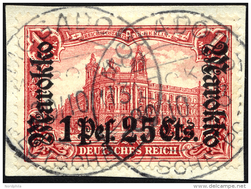 DP IN MAROKKO 55IA BrfStk, 1911, 1 P. 25 C. Auf 1 M., Friedensdruck, Stempel MOGADOR, Prachtbriefst&uuml;ck, Gepr. Bothe - Deutsche Post In Marokko