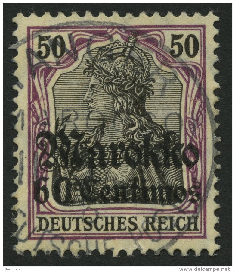 DP IN MAROKKO 53I O, 1911, 60 C. Auf 50 Pf., Friedensdruck, Stempel TANGER B (CC), Pracht, R! - Marruecos (oficinas)