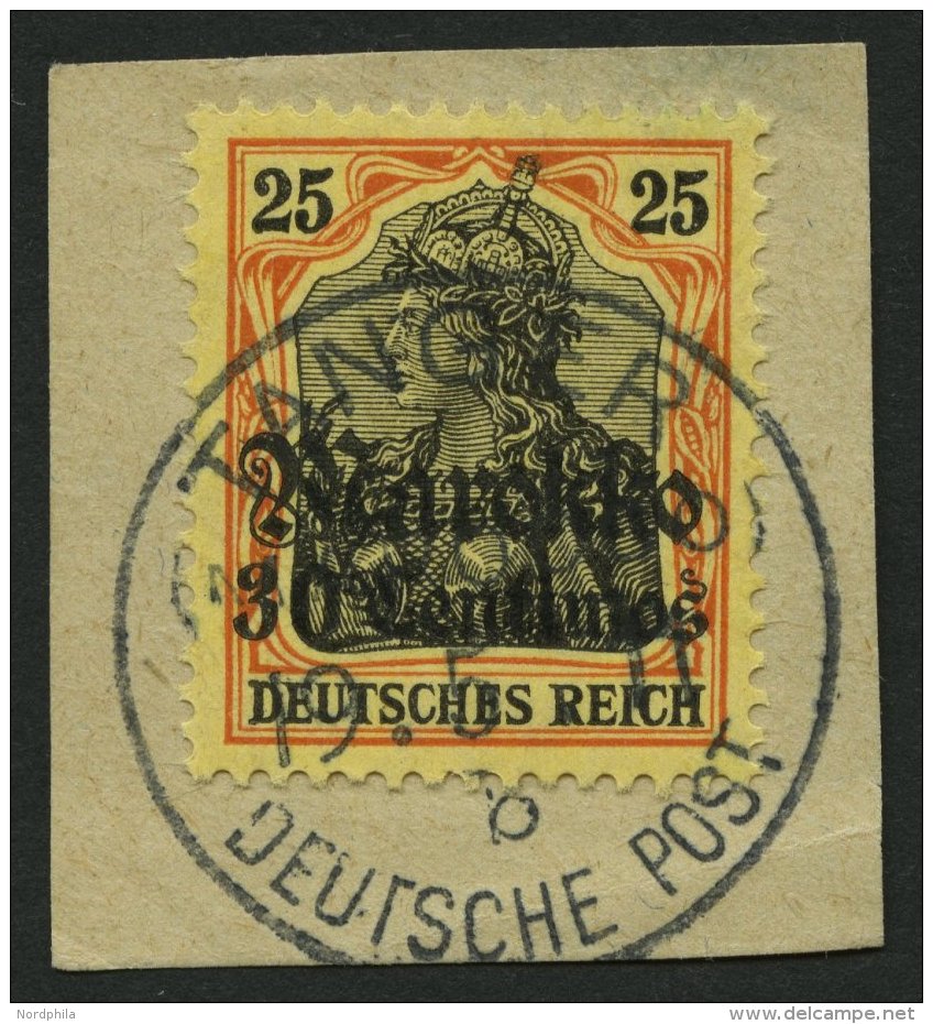 DP IN MAROKKO 50I BrfStk, 1911, 30 C. Auf 25 Pf., Mit Wz., Stempel TANGER B (CC), Prachtbriefst&uuml;ck - Marruecos (oficinas)