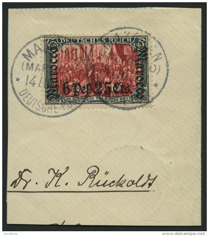 DP IN MAROKKO 45 BrfStk, 1906, 6 P. 25 C. Auf 5 M., Mit Wz., Stempel MAZAGAN, Gro&szlig;es Prachtbriefst&uuml;ck - Marruecos (oficinas)