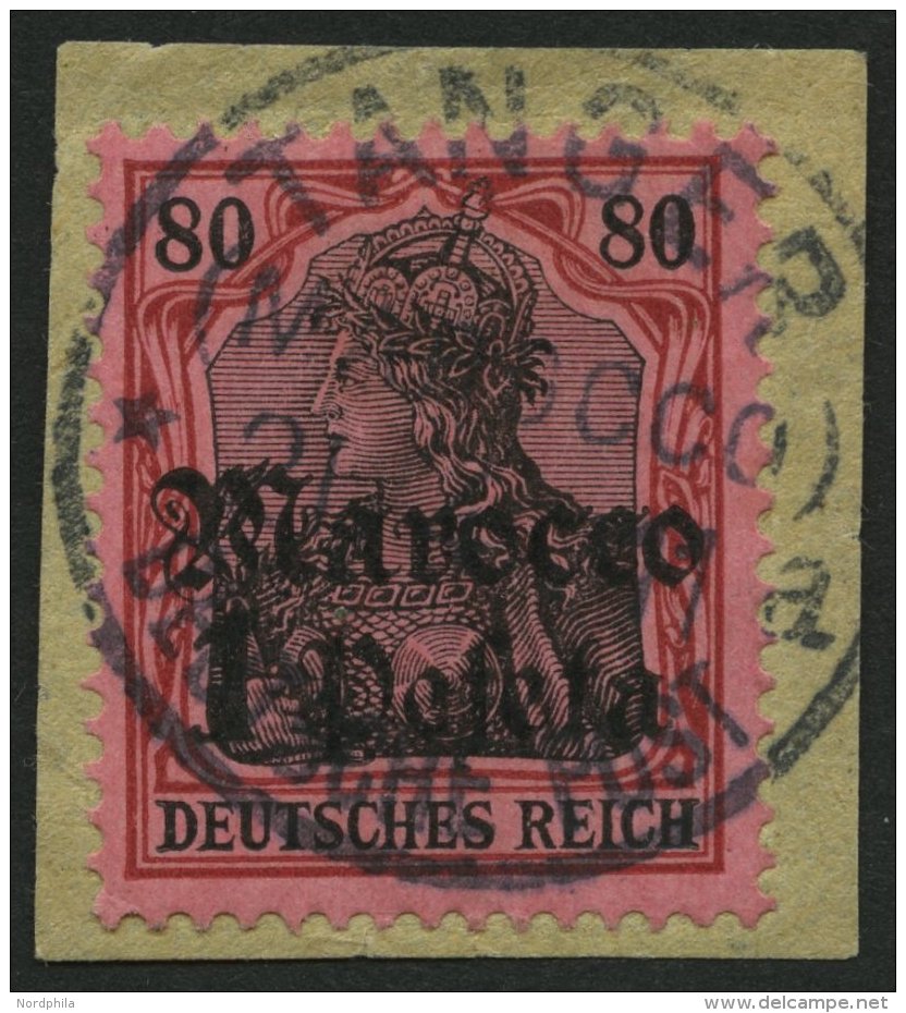 DP IN MAROKKO 42 BrfStk, 1911, 1 P. Auf 80 Pf., Mit Wz., Stempel TANGER A (CC)! Prachtbriefst&uuml;ck, R! - Deutsche Post In Marokko