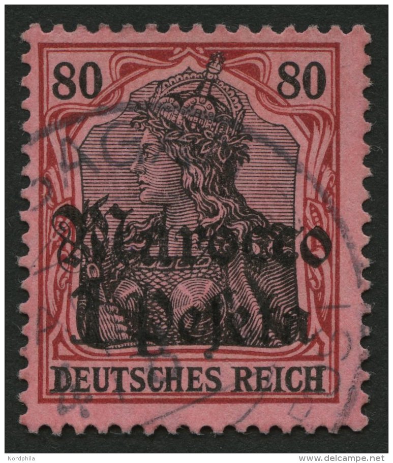 DP IN MAROKKO 42 O, 1911, 1 P. Auf 80 Pf., Mit Wz., Pracht, Mi. 350.- - Marruecos (oficinas)