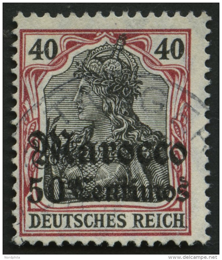 DP IN MAROKKO 40 O, 1908, 50 C. Auf 40 Pf., Mit Wz., Pracht, Gepr. B&uuml;hler, Mi. 180.- - Deutsche Post In Marokko