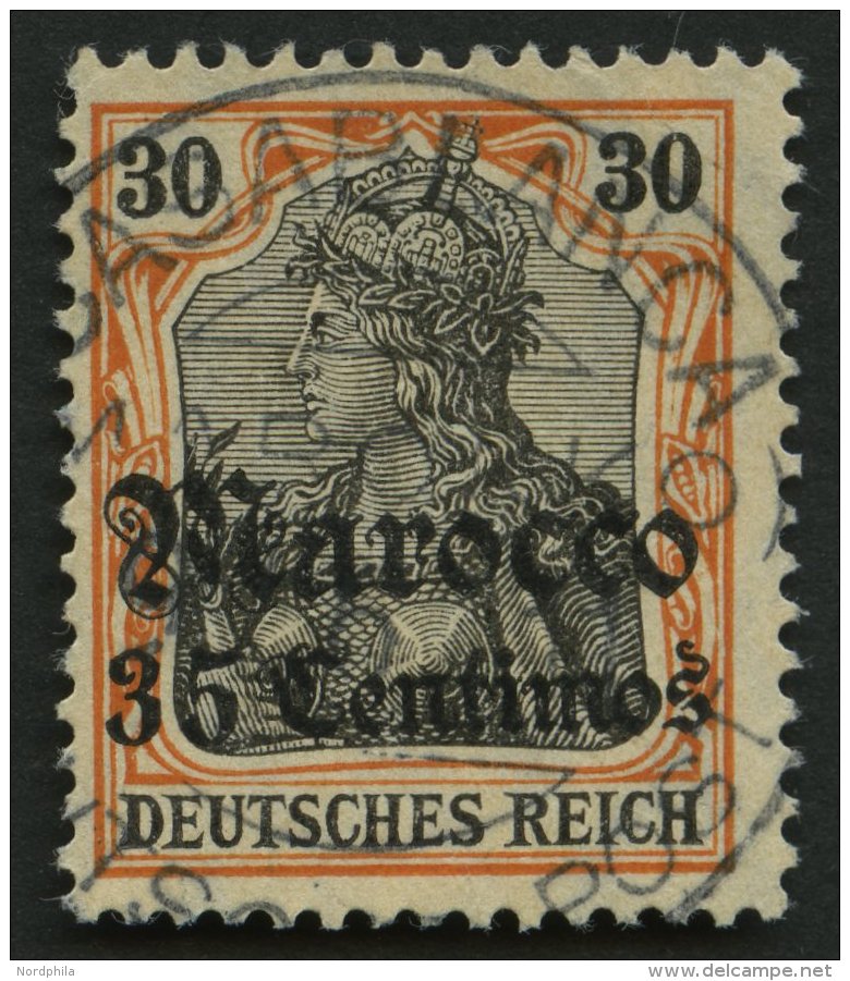 DP IN MAROKKO 39 O, 1908, 35 C. Auf 30 Pf., Mit Wz., Stempel CASABLANCA (KK), Pracht - Marruecos (oficinas)