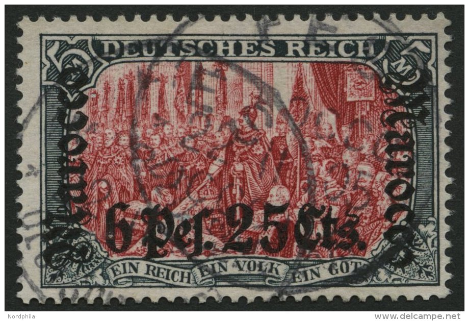 DP IN MAROKKO 33 O, 1905, 6 P. 25 C. Auf 5 M., Ohne Wz., Stempel FES, Pracht, Mi. (260.-) - Deutsche Post In Marokko