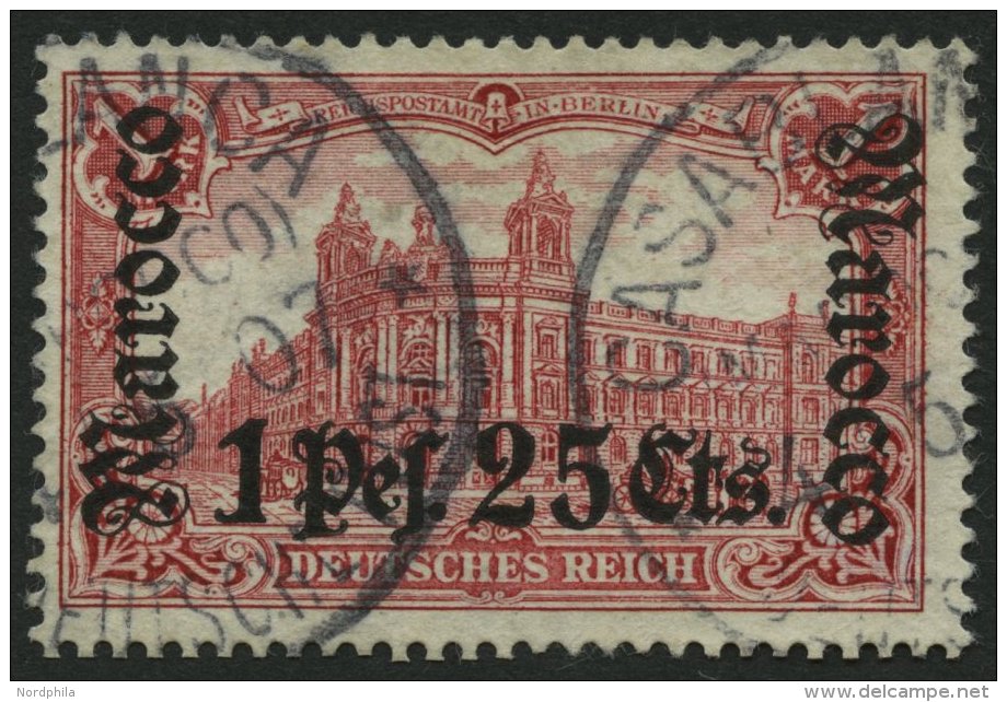 DP IN MAROKKO 30A O, 1905, 1 P. 25 C. Auf 1 M., Ohne Wz., Gez&auml;hnt A, Feinst (kleine Helle Stelle), Mi. 190.- - Deutsche Post In Marokko