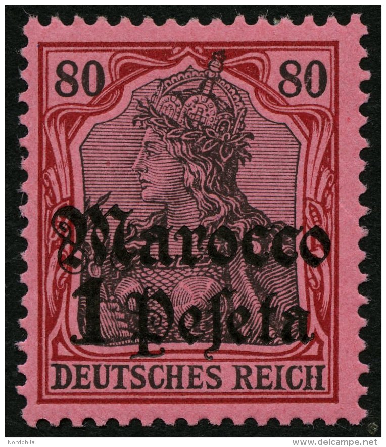 DP IN MAROKKO 29 **, 1905, 1 P. Auf 80 Pf., Ohne Wz., Postfrisch, Pracht, Mi. 70.- - Deutsche Post In Marokko