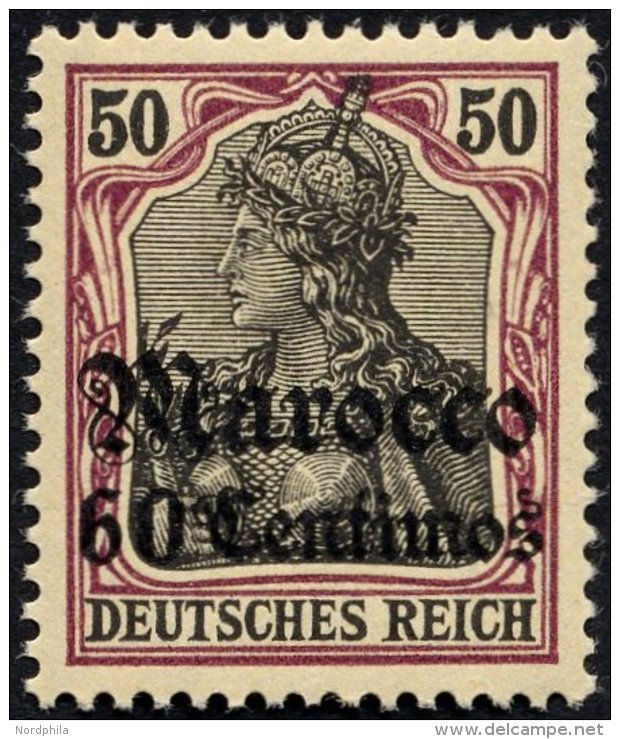 DP IN MAROKKO 28 **, 1905, 60 C. Auf 50 Pf., Ohne Wz., Postfrisch, Pracht, Gepr. Bothe, Mi. 70.- - Deutsche Post In Marokko
