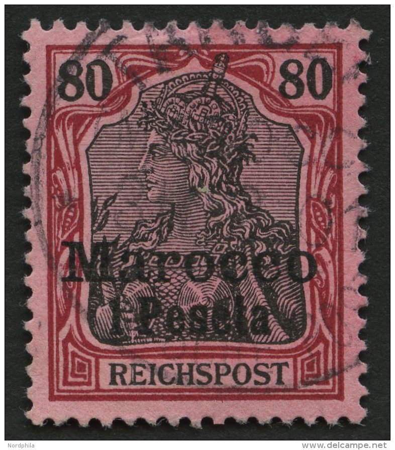 DP IN MAROKKO 15PFIV O, 1900, 1 P. Auf 80 Pf. Mit Plattenfehler O Der Linken 80 Oben Links Ausgebeult, Pracht, Fotoattes - Marruecos (oficinas)