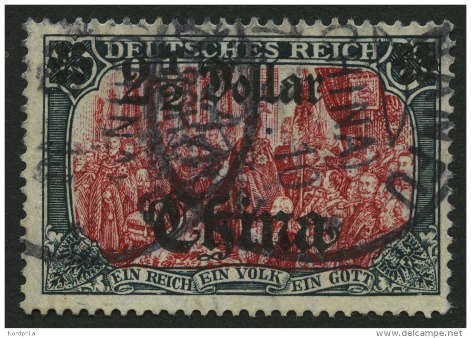 DP CHINA 47IALIIb O, 1906, 21/2 D. Auf 5 M., Mit Wz., Friedensdruck, Abstand 9 Mm, Karmin Quarzend, Pracht, Gepr. J&auml - China (oficinas)