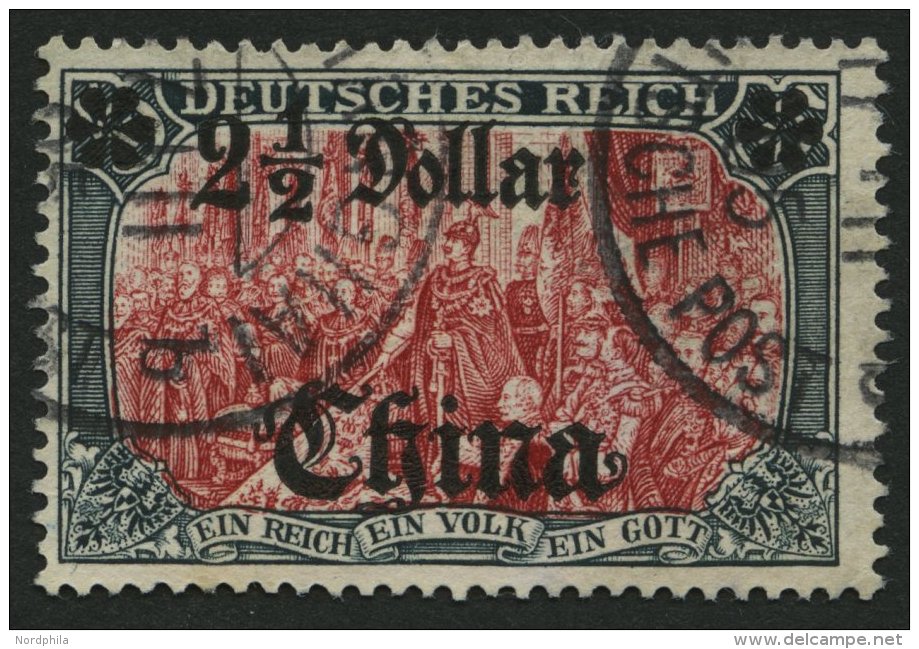 DP CHINA 37A O, 1905, 21/2 D. Auf 5 M., Ohne Wz., Pracht, Gepr. Bothe, Mi. 380.- - Deutsche Post In China
