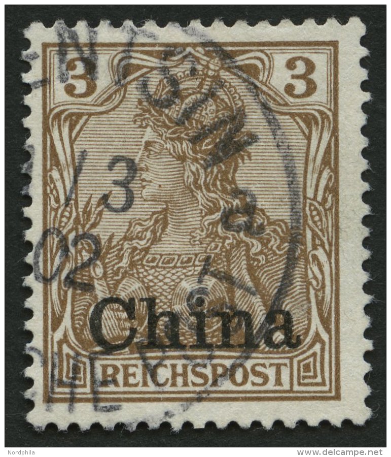 DP CHINA 15b O, 1901, 3 Pf. Dunkelorangebraun Reichspost, Pracht, Mi. 60.- - China (oficinas)