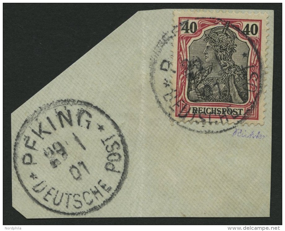 DP CHINA P Vf BRIEF, Petschili: 1900, 40 Pf. Reichspost, Stempel PEKING, Gro&szlig;es Prachtbriefst&uuml;ck, Signiert - Deutsche Post In China