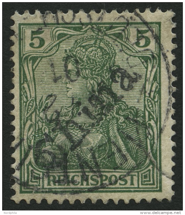 DP CHINA 9 O, 1900, 5 Pf. Handstempelaufdruck, Stempel TIENTSIN 6.2.01, Kleine M&auml;ngel, Fotobefund J&auml;schke-L., - Deutsche Post In China