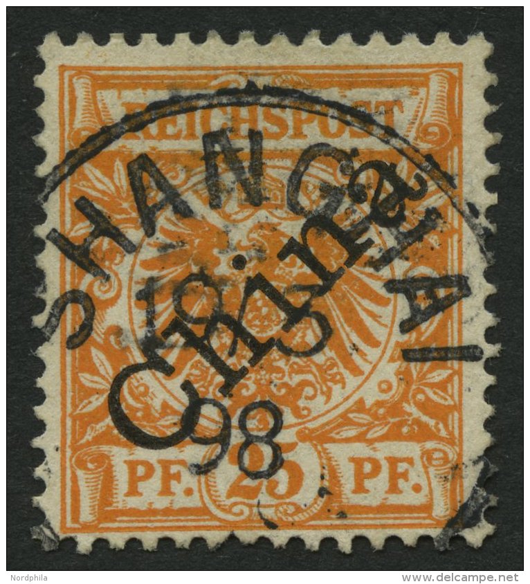 DP CHINA 5Ib O, 1898, 25 Pf. Dunkelorange Diagonaler Aufdruck, Pracht, Mi. 130.- - China (oficinas)