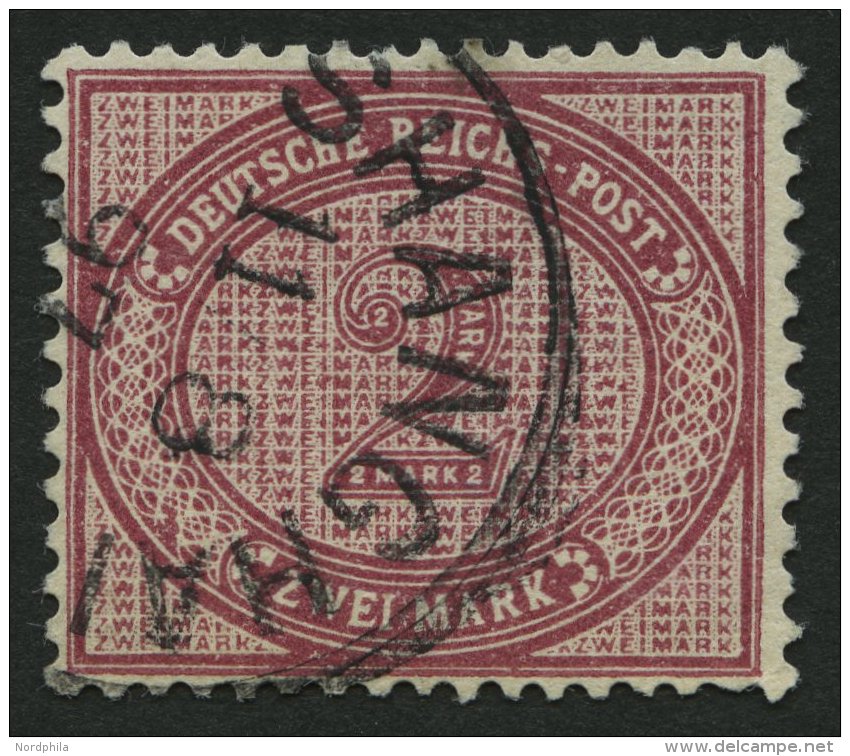 DP CHINA V 37eV O, 1891, 2 M. Dunkelrotkarmin Mit Abart Gro&szlig;e Unterbrechung In Der Guilloche Unten Links, Stempel - Deutsche Post In China