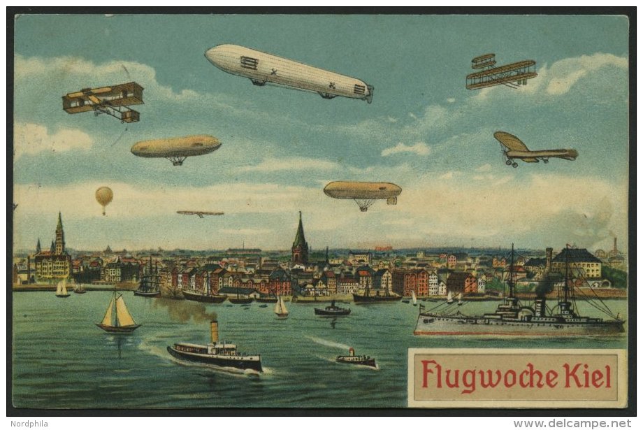 ALTE ANSICHTSKARTEN 1911, Flugwoche Kiel, Farbige Ansichtskarte (Serien-Nr. 3), Stempel KIEL, Pracht - Sonstige & Ohne Zuordnung