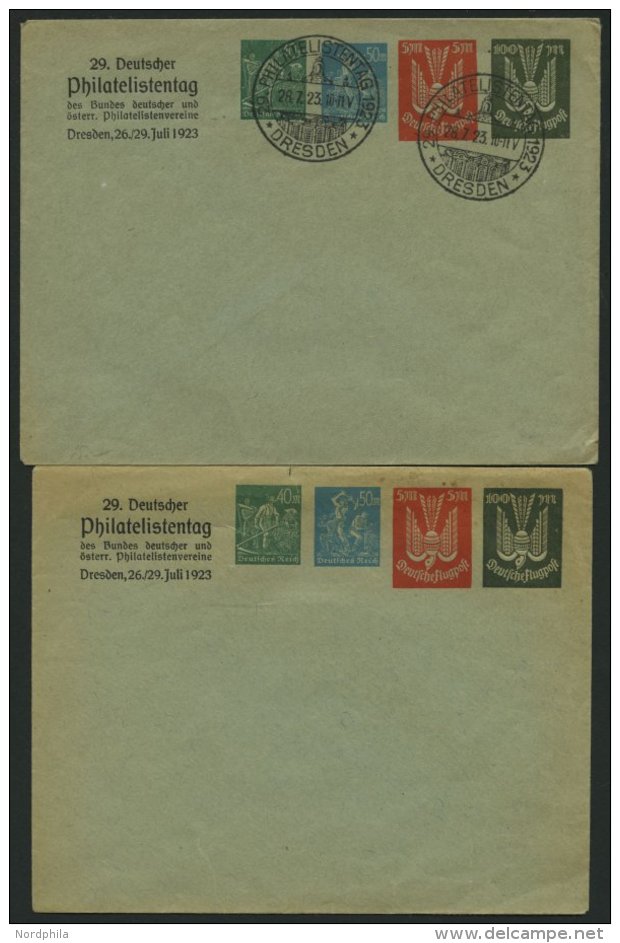 LUFTPOST-GANZSACHEN LPU 40 BRIEF, 1923, 40 Neben 50 Neben 5 Neben 100 M. 29. Dt. Philatelistentag, Ungebraucht Und Leer - Aviones