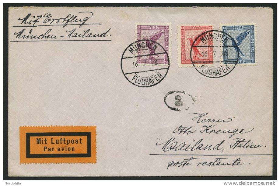 ERST-UND ER&Ouml;FFNUNGSFL&Uuml;GE 28.48.01 BRIEF, 16.7.1928, M&uuml;nchen-Mailand, Prachtbrief - Zeppelins